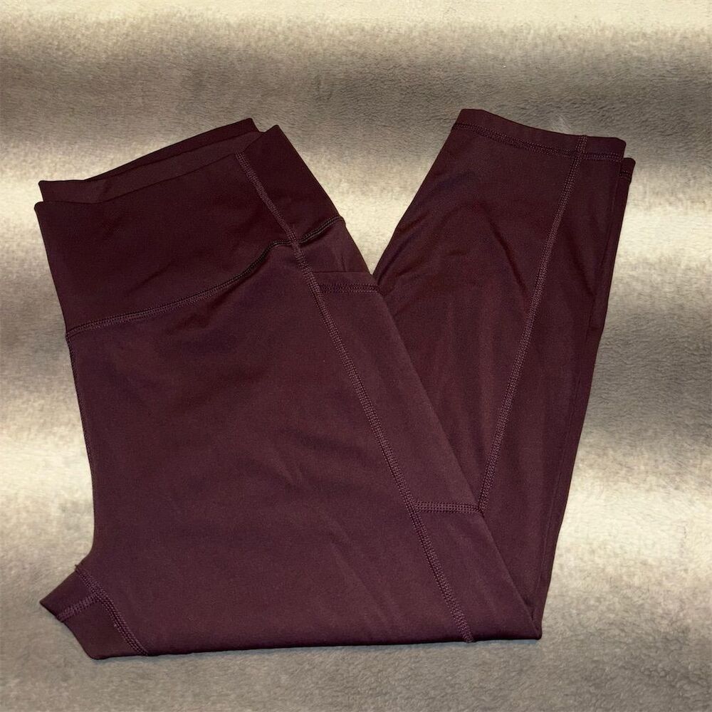 ZYIA Women's Brilliant Hi-Rise Crop Capri Leggings Purple Plum Activewear - Picture 5 of 12